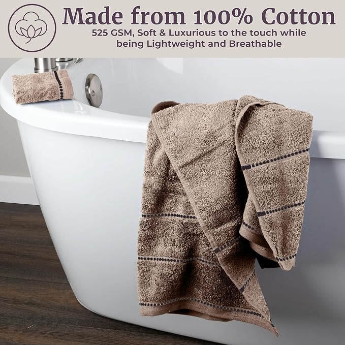 Lavish Home Bathroom Towels Set, Bathroom Accessories, Taupe, Set of 6