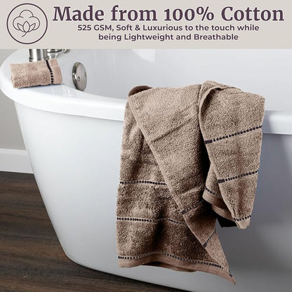 Lavish Home Bathroom Towels Set, Bathroom Accessories, Taupe, Set of 6