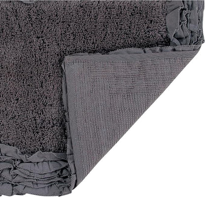 Better Trends 100% Cotton 17" x 24" Bathmat Ultra Soft Water Absorbent Spray Latex Backing Machine Washable Bath Rug for Bathroom Floor Mat Home Decor, Gray Shaggy Border Collection