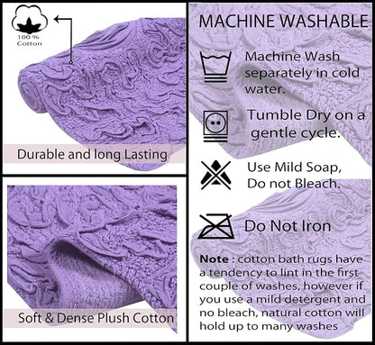 Home Weavers Bell Flower Toilet Tank Lid Cover – 10"x22", 100% Cotton, Tufted, Soft & Absorbent, Non-Slip, Machine Washable Bathroom Décor, Purple