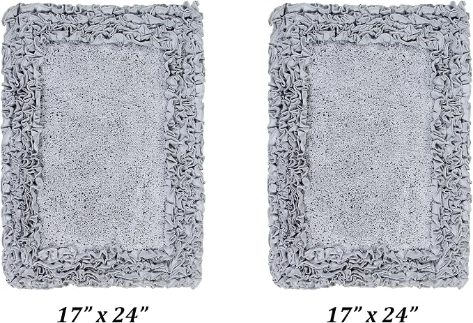 Better Trends Premium Bathroom 30” Round Mat 100% Cotton, Water Absorbent Non-Slip Backing, Machine Washable for Bathroom, Tub, and Shower Use, Gray Shaggy Border Collection