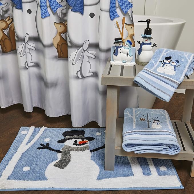 SKL Home Christmas Winter Friends Snowman Soap/Lotion Dispenser, Blue | For use in the bathroom, kitchen or bar. Coordinates with SKL Home Winter Friends and Glitz & Glam bath collections.