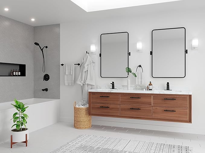 Pfister Karci 3-Piece Bathroom Hardware Set with Towel Bar, Towel Ring, and Toilet Paper Holder, Wall-Mounted, Matte Black Finish, BTBKA3B