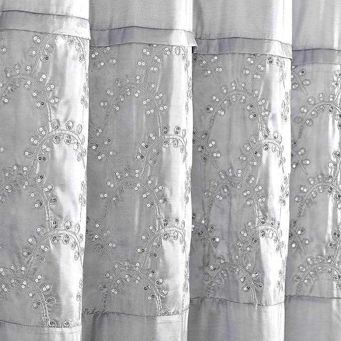 Lush Decor Maria Shower Curtain, 72" x 72", Gray & Silver