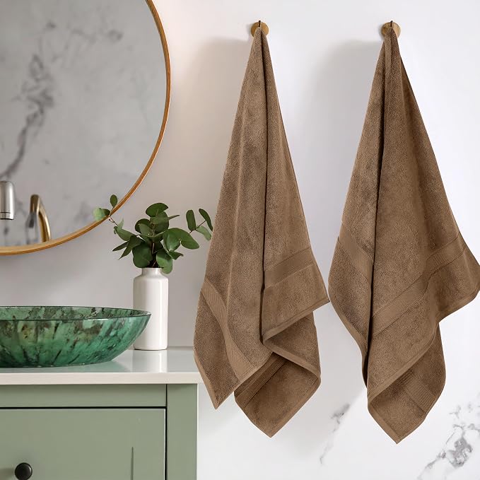 SUPERIOR Egyptian Cotton Plush & Absorbent, Bath Towel Set of 2, Latte | Quick Dry, Soft Luxury Towel Set, Bath Essentials for Bathroom, Guest Bath, Spa, 2 Piece Bath, Madeline Towels