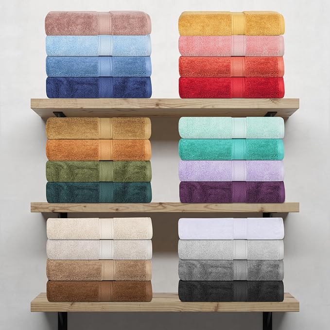 SUPERIOR Egyptian Cotton Ultra Plush & Absorbent, 6 Piece Set, Red | Quick Dry, Soft Luxury Towel Set, Bath Essentials, Guest Bath, Spa, 2 Bath, 2 Hand, 2 Face Towels, Madeline Towels