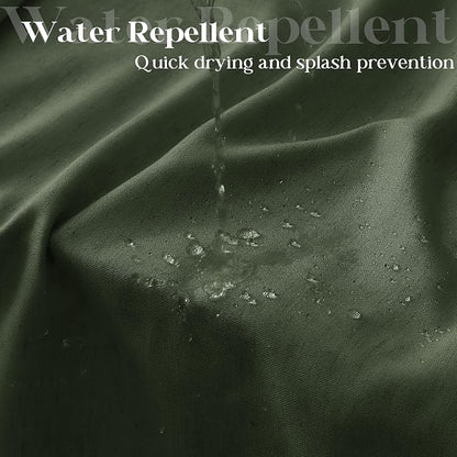 Olive Green Shower Curtain for Bathroom Water Repellent 72x108 Inch | Linen, Extra Long Extra Tall, Large, Shower Curtains 108 Inches Long, Hotel, Luxury Boho Farmhouse, Fabric Drapes, with Hooks