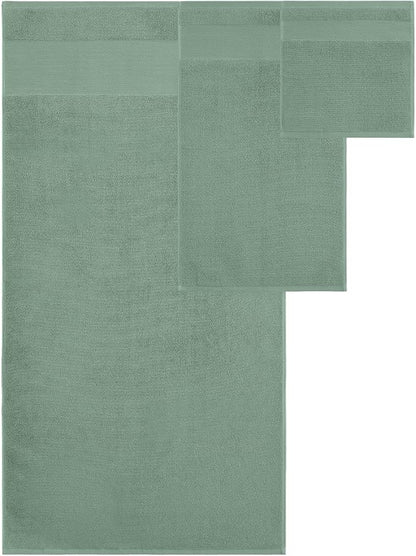 Modern Threads Air Cloud 6-Piece Towel Set - 100% Zero-Twist Cotton, 500 GSM, Quick Dry & Plush, Eucalyptus