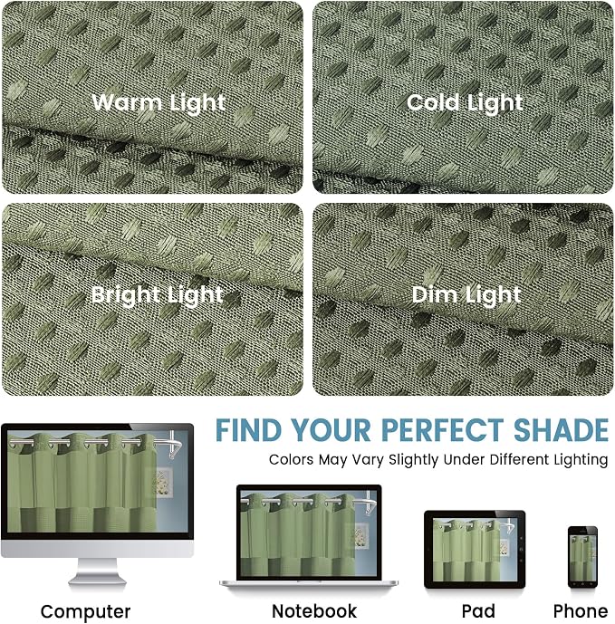 EUTXL Heavyweight Sage Green Hotel Shower Curtain - 256GSM Waffle Textured Heavy Duty Thick Fabric Shower Curtains for Bathroom,71W x 74H