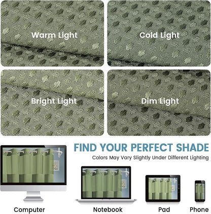 EUTXL Heavyweight Sage Green Hotel Shower Curtain - 256GSM Waffle Textured Heavy Duty Thick Fabric Shower Curtains for Bathroom,71W x 74H
