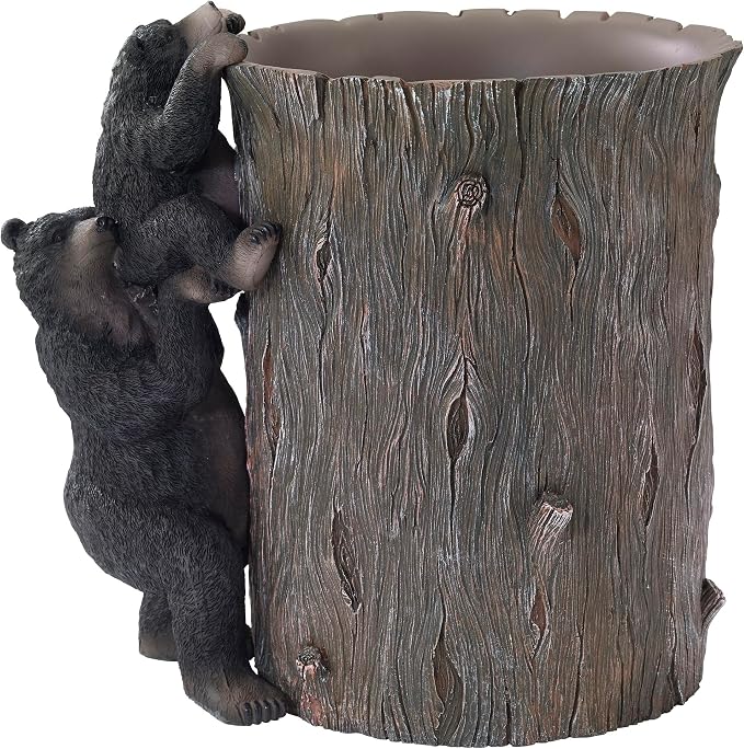 Avanti Linens - Waste Basket, Decorative Trash Can, Animal Inspired Home Decor (Black Bear Lodge Collection)