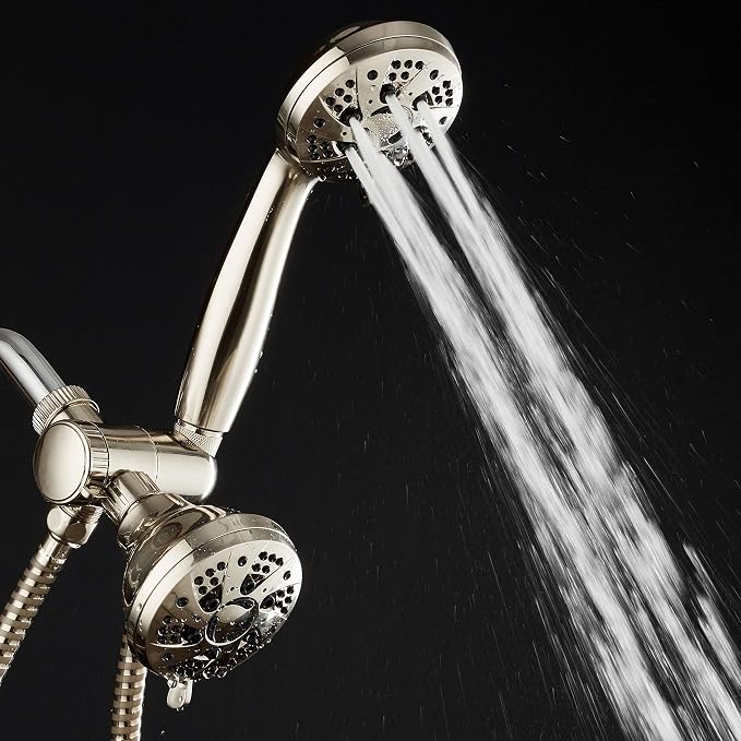 AquaDance Brushed Nickel High Pressure 3-way 48-setting Rain – Handheld Shower Head Combo – Angle Adjustable, Anti-Clog Jets, Tool-Free Installation - USA Standard Certified – Top U.S. Brand | Enjoy Two 6-Setting Rain & Hand Showerheads Separately or T...