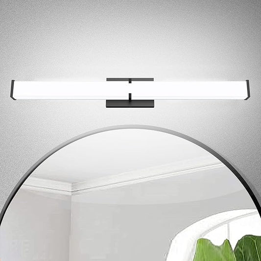 Bathroom Lighting Fixtures Over Mirror: ETL Certified 24 Inch Black Modern LED Vanity Lights 5000K Cool White IP44 - Dimmable Vanity Light Bar 2500LM with Clear Shade - Bathroom Light Fixtures