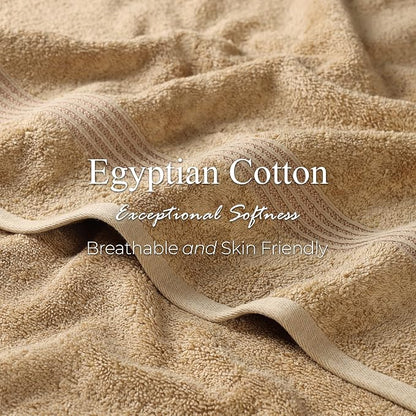 Superior Egyptian Cotton 8-Piece Towel Set, Assorted Towels for Home Bathroom, Guest Bath Decor Essentials, Includes 2 Bath, 4 Hand, 2 Face Towels/Washcloths, Quick Dry, Absorbent, Toast