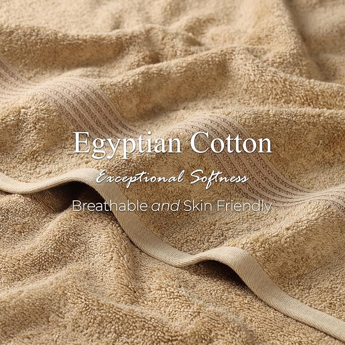 Superior Egyptian Cotton 2-Piece Bath Sheet Towel Set, Oversized Body Towels For Adults And Kids, Large Towel For Bath, Shower, Guest Bathroom, Spa, Gym, Resort, Essentials, Airbnb, Toast