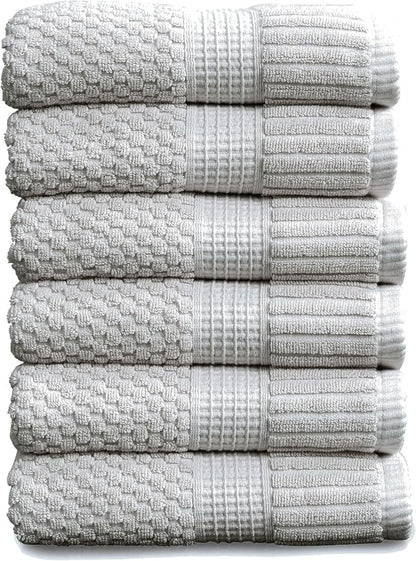 6 Pack 100% Cotton Hand Towels | Grey Towels | Oeko‑TEX Standard 100 | Soft & Absorbent, Quick‑Dry | Trinity Collection - Quiet Grey