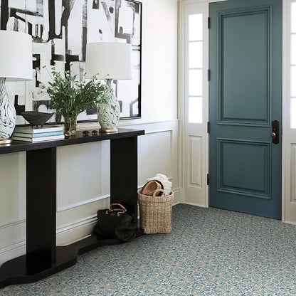 FloorPops FP2477 Fontaine Peel & Stick Floor Tiles, Blue (Pack of 6)