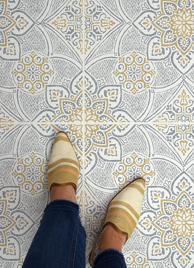 FloorPops Decora Blue Peel Stick Floor Tiles, FP6301
