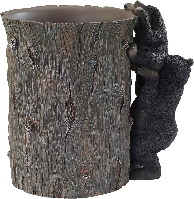 Avanti Linens - Waste Basket, Decorative Trash Can, Animal Inspired Home Decor (Black Bear Lodge Collection)