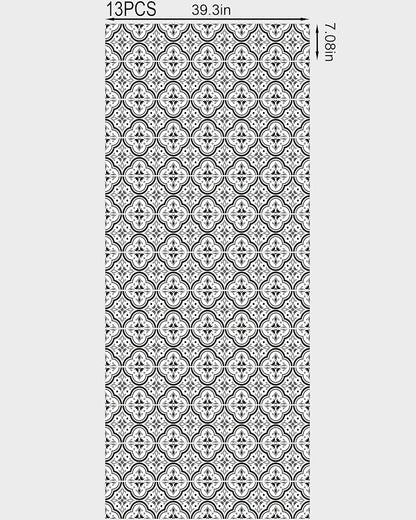 FLFK Stair Riser Decals - Black Patterns Stair Stickers Murals Peel and Stick Self-Adhesive for Home Decor, 39.3" W x 7.08" H x 13Pcs