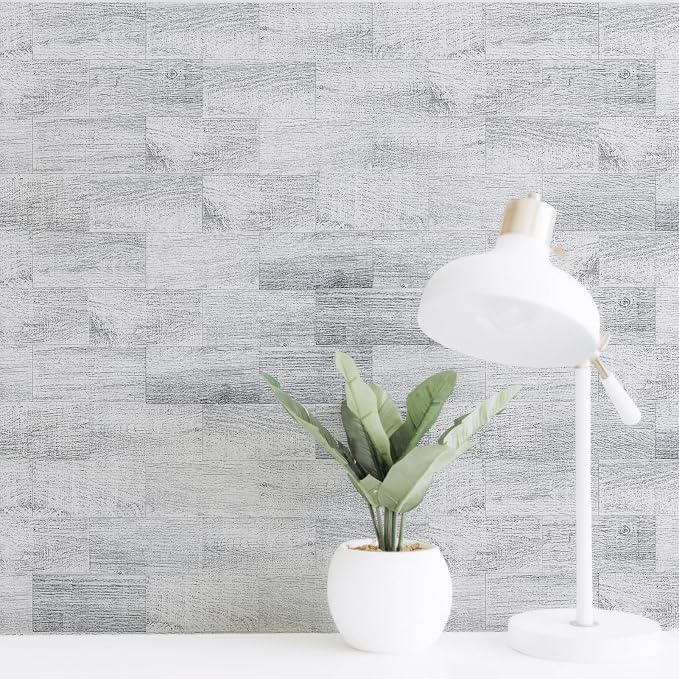 Art3d 102-Pack Peel and Stick Backsplash on Subway Tile, White-Washed Wood | 3 x 6 in, PVC, Self Adhesive, Waterproof, Traceless Peel, Modular Splicing, Ideal for Vanities, Bathrooms