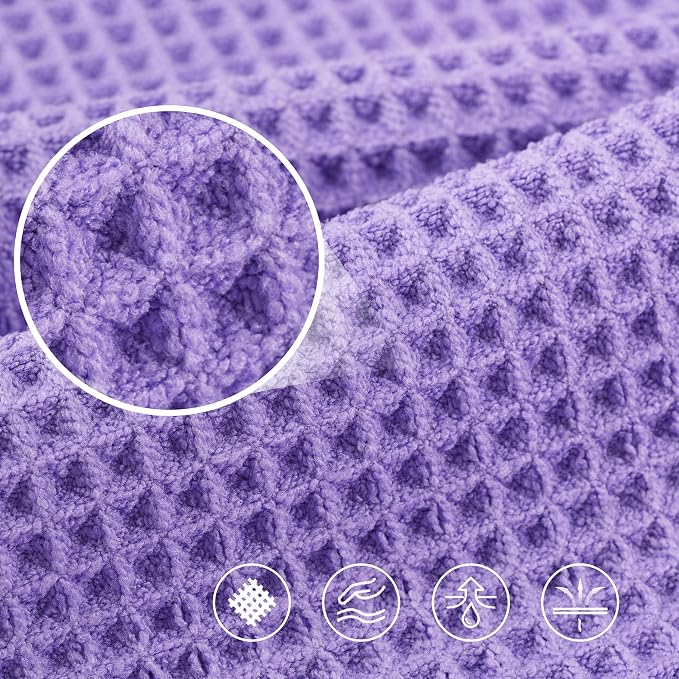 POLYTE 430 GSM Poly Blend Microfiber Quick Dry Waffle Bath Towel, 30x60 in | 4 Pack, Oversize, Lint Free, Body Towel
