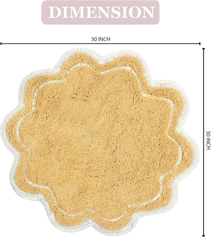 Home Weavers Allure Collection 100% Cotton Tufted Round Shape Bathroom Rug, Soft and Absorbent Bath Rugs, Non-Slip Bath Carpet, Machine Wash Dry Bath Mats for Bathroom Floor, 30" Round, Yellow