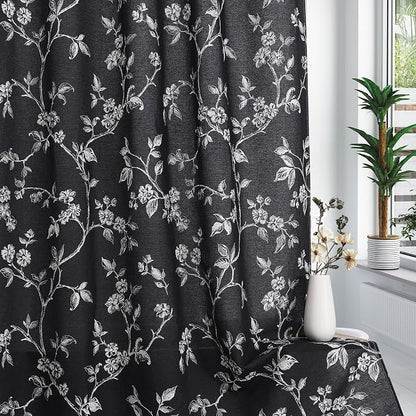 MitoVilla Extra Long Cotton Floral Shower Curtain for Bathroom,72 x 84 | Extra Long BoHo Cottagecore Spring Shower Curtains, Modern Farmhouse Country Plant Leaves Bathroom Décor, 72 x 84