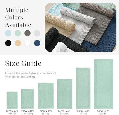 Madison Park Splendor Reversible 100% Cotton Bath Runner, 24 x 60, Green | Tufted Bathroom Rug, 3000 GSM, Hotel Quality, Luxurious Plush, Medium Pile, Absorbent, Quick Dry, OEKO-TEX, Shower Room Décor