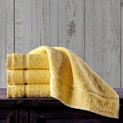 Washcloth Linen Set Premium Original Turkish Cotton, Hotel Quality for Maximum Softness & Absorbency for Face, Hand, Kitchen & Cleaning (Yellow, Washcloth Set)