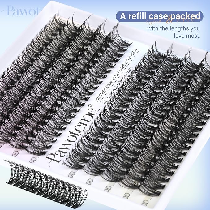 Lash Clusters 200pcs Individual Lashes 30D 40D Cluster Eyelash Extensions 11-16mm Eyelash Clusters Lash Extensions for Self Application (30D&40D, 0.07D, 11-16mm Refill)