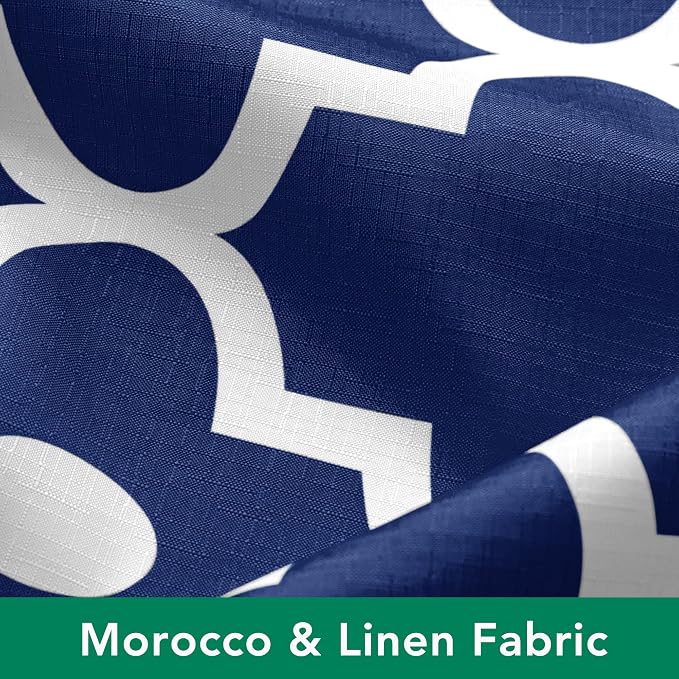 Fabric Modern Shower Curtain-Navy and White Shower Curtains for Bathroom | 72"W x 72"L Textured Faux Linen Elegant Classic Moroccan Bath Decor-Hotel Quality Transitional Washable & Breathable Cloth