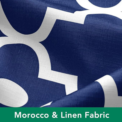 Fabric Modern Extra Long Shower Curtains for Bathroom-Navy and White | 72"W x 84"L Textured Faux Linen Elegant Classic Moroccan Bath Decor-Hotel Quality Transitional Washable & Breathable Cloth