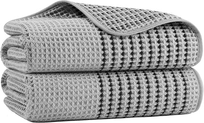 MICROFI New Microfiber Waffle Bath Towels, 2 Pieces, Soft, Absorbent, Fast Drying, Lint Free 430 GSM (30''x60''/76cm x 152cm)