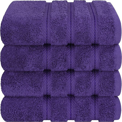American Soft Linen Luxury Hand Towels for Bathroom, 600 GSM Heawy Weight 16x28 Size 100% Cotton Turkish 4 Piece Hand Face Towel Set, Purple Hand Towels