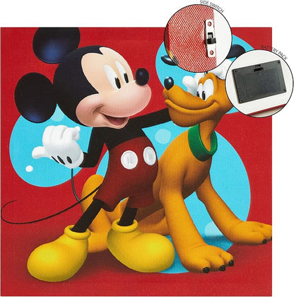 Idea Nuova Disney Mickey Mouse 4 Pack Canvas LED Wall Art Set,Childrens Wall Hanging Décor,Each Piece 11"x11"