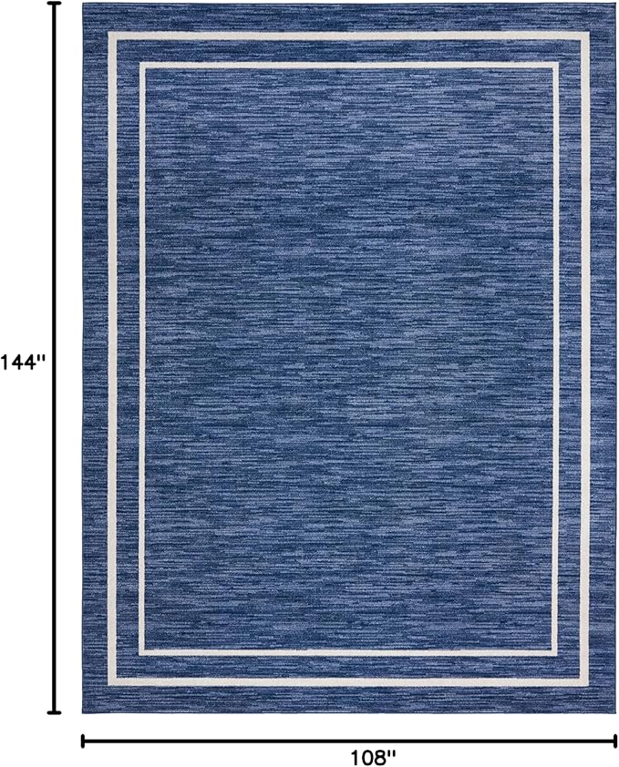 Nourison Home Nourison Essentials Navy/Ivory 9' x 12' Area Rug - Easy Clean, Non Shedding, Bed Room, Living Room, Dining Room, Kitchen (9' x 12')