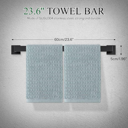 Matte Black Bathroom Hardware Accessories Set 10-Pieces Black Towel Bar Set Stainless Steel Towel Holder Set 23.6 Inch Towel Bar,Towel Racks Set for Bathroom Wall Mounted