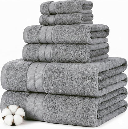 Modern Threads - Spun Loft 6-Piece 100% Combed Cotton Towel Set - Bath Towels, Hand Towels, & Washcloths - Super Absorbent & Quick Dry - 600 GSM - Soft & Plush, Charcoal