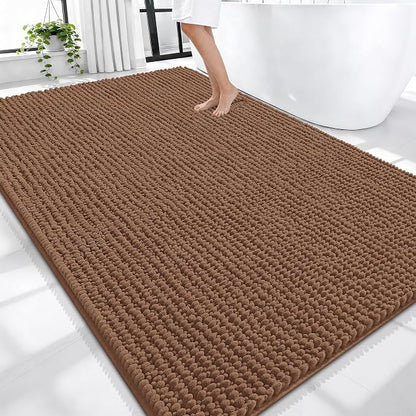 OLANLY Thick Chenille Large Bathroom Rugs 70x46, Absorbent Bath Mat, Mocha | Soft Bath Rugs, Rubber Backing, Machine Wash Dry, Bath Mats for Bathroom, Tub and Shower, Home Decor Accessories
