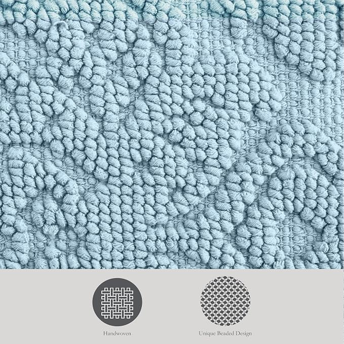Jean Pierre - Ricardo Bath Mat, Woven Fringe Bathroom Rugs, 100% Cotton, Premium Bathroom Decor - Measures 27" x 52" - Light Blue
