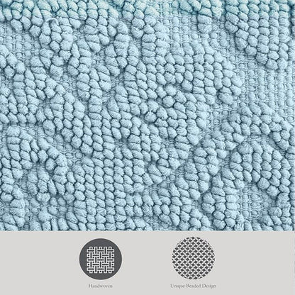Jean Pierre - Ricardo Bath Mat, Woven Fringe Bathroom Rugs, 100% Cotton, Premium Bathroom Decor - Measures 27" x 52" - Light Blue