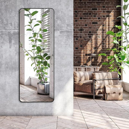 Americanflat 21x58 Full Length Mirror with Stand - Standing Mirrors with Durable Frame - Modern Mirror for Bathroom, Bedroom, Living Room - Mirrors for Wall Display and Home Decor - Black