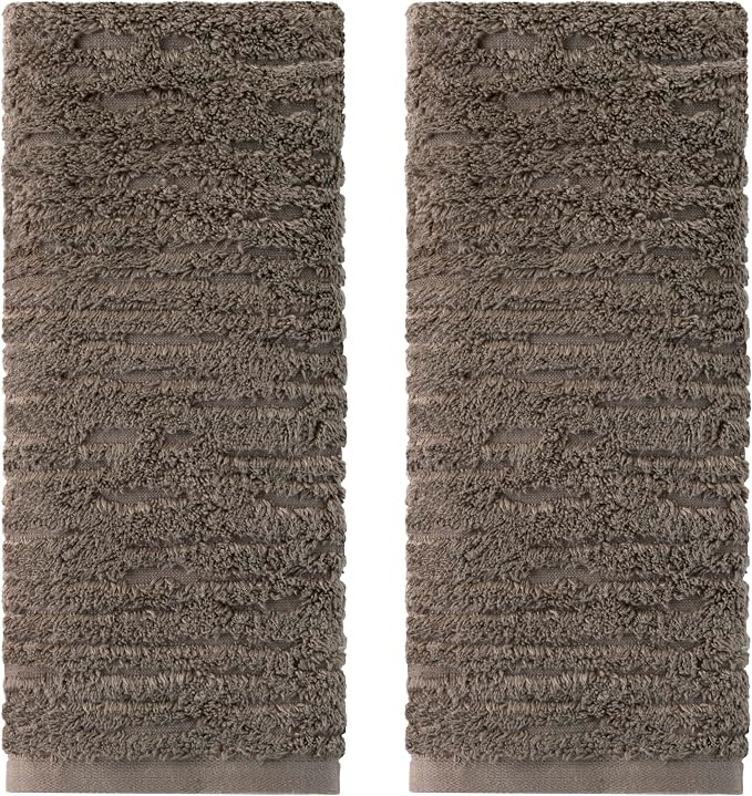 SKL Home CloudSoft Hand Towel Set-2-Piece, 100% Cotton Luxury, Mink Brown | Premium spa-level quality. 600 GSM weight. Ultra plush & absorbent. For use in the bathroom, kitchen, bar or any sink space.
