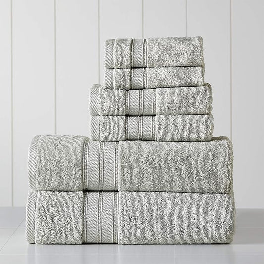 Modern Threads - Spun Loft 6-Piece 100% Combed Cotton Towel Set - Bath Towels, Hand Towels, & Washcloths - Super Absorbent & Quick Dry - 600 GSM - Soft & Plush, Gray