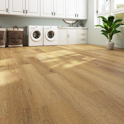 MULGREAT Peel and Stick Floor Tile, 54 Sq.Ft Waterproof Vinyl Flooring, 36 Pieces Wood-Look Self Adhesive Luxury Vinyl Plank Flooring for DIY Bathroom Laundry Bedroom RV Kitchen (Honey Oak)