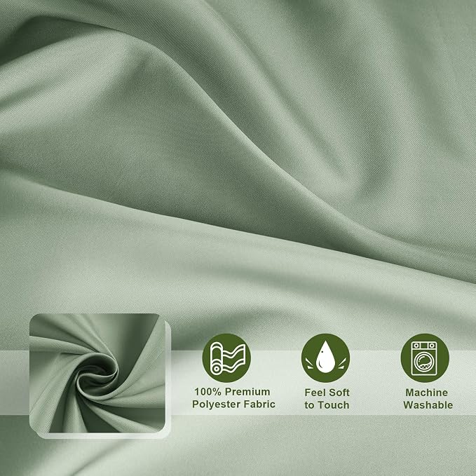 AooHome Fabric Shower Curtains, Cloth Ombre Green Shower Curtain Sets, Washable Fabric Green and White Shower Curtain, Rustic Farmhouse Bathroom Shower Curtains, 72x72 Inches