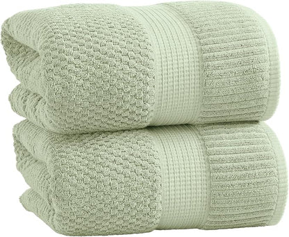 2 Pack Oversized Bath Towels 100% Cotton | Sage Towels | Oeko‑TEX Standard 100 | Soft & Absorbent, Quick‑Dry | Trinity Collection - Sage Green