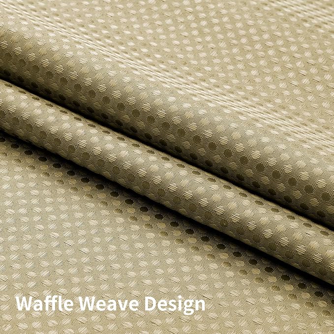 Colorful Star Beige No Hook Waffle Shower Curtain Set, 36" W x 75" L | Snap-In Fabric Liner, Mesh Top Window, Heavy-Duty Waffle Fabric, Waterproof Hotel Style Shower Curtain for Bathroom