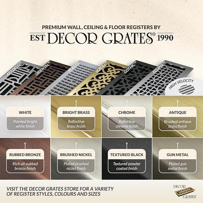 Decor Grates SPH410-NKL Scroll Floor Register, 4x10, Brushed Nickel Finish